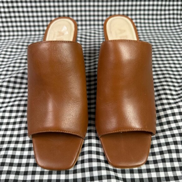 ABLE Rojas Sandal Warm Brown Leather Open Square Toe Block Heel Women's 6 - Picture 2 of 6